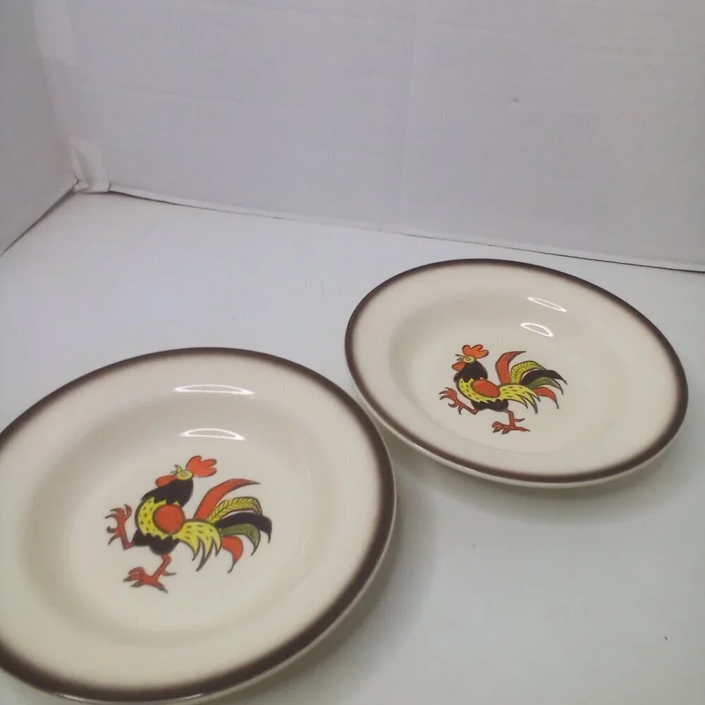 Vintage Poppytrail by Metlox Rooster Bowl Lot of 2 Retro 8.5